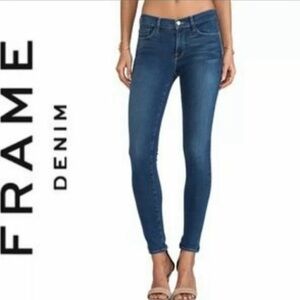 Frame Le Skinny De Jeanne Columbia Road Dark‎ Wash Denim Blue Skinny Jeans Sz 24